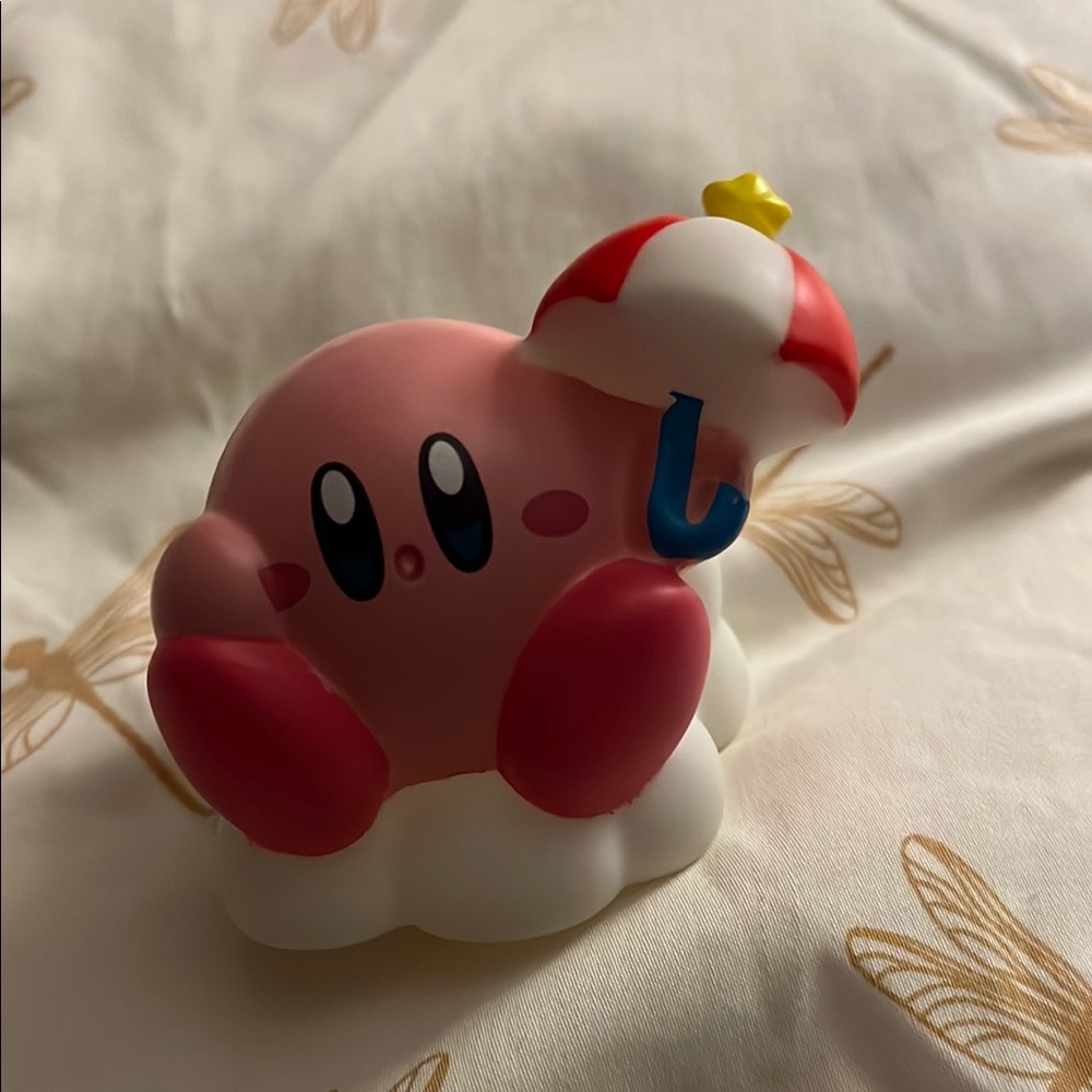 Pink Kirby Figurine with Umbrella Bandai Shokugan Kirby PVC Figure [Parasol]